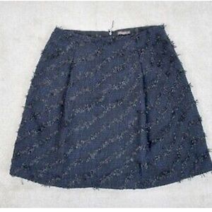 J. McLaughlin Dark Blue Black Tweed Pencil Skirt sz 4 Pockets Zipper Casual EUC